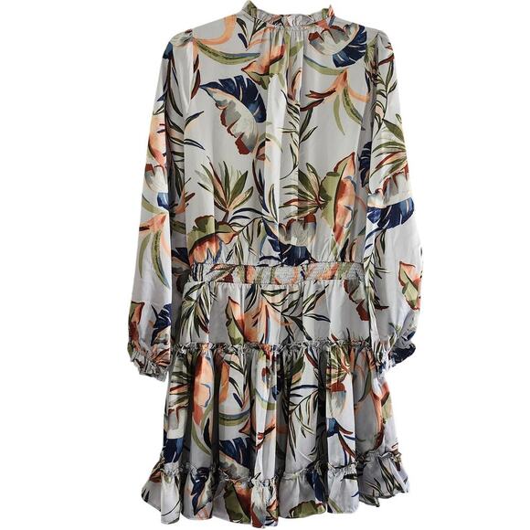 Skies Are Blue Floral Print Ruffled Tiered Long Sleeve Mini Dress Size Medium - Picture 2 of 11